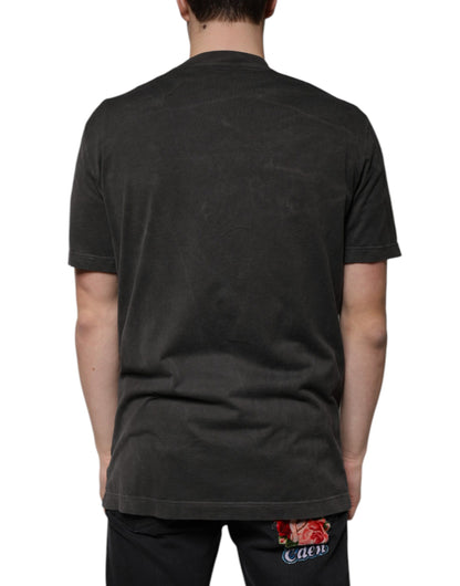 Dolce &amp;amp; Gabbana svart bomulls-t-shirt med rund hals och korta ärmar