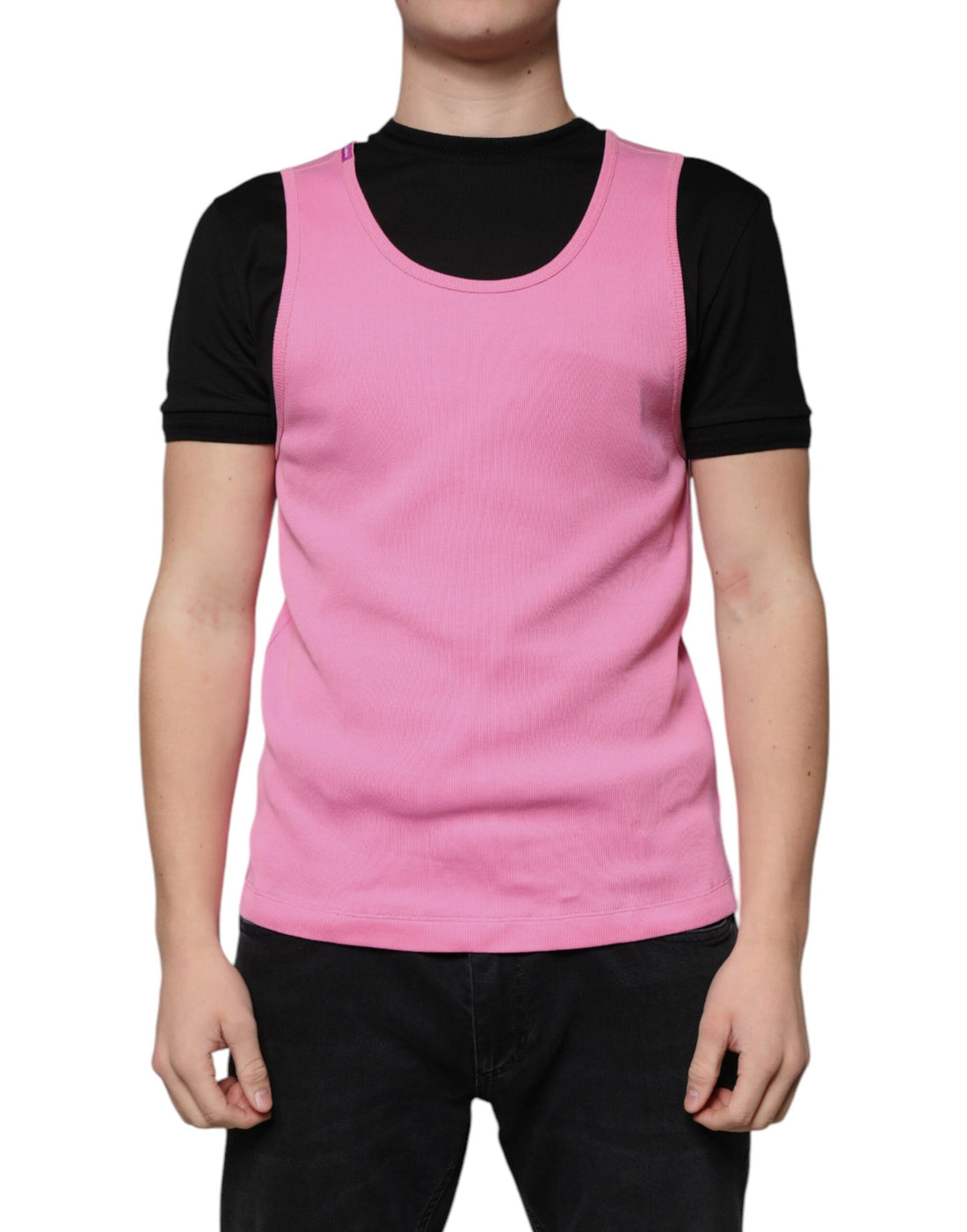 Dolce &amp;amp; Gabbana Rosa bomulls-t-shirt med rund hals och ärmlös design