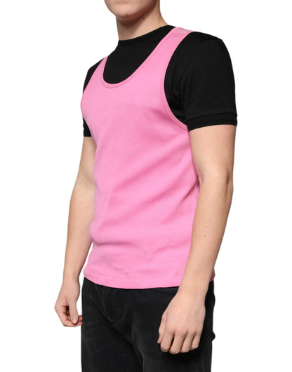 Dolce &amp;amp; Gabbana Rosa bomulls-t-shirt med rund hals och ärmlös design