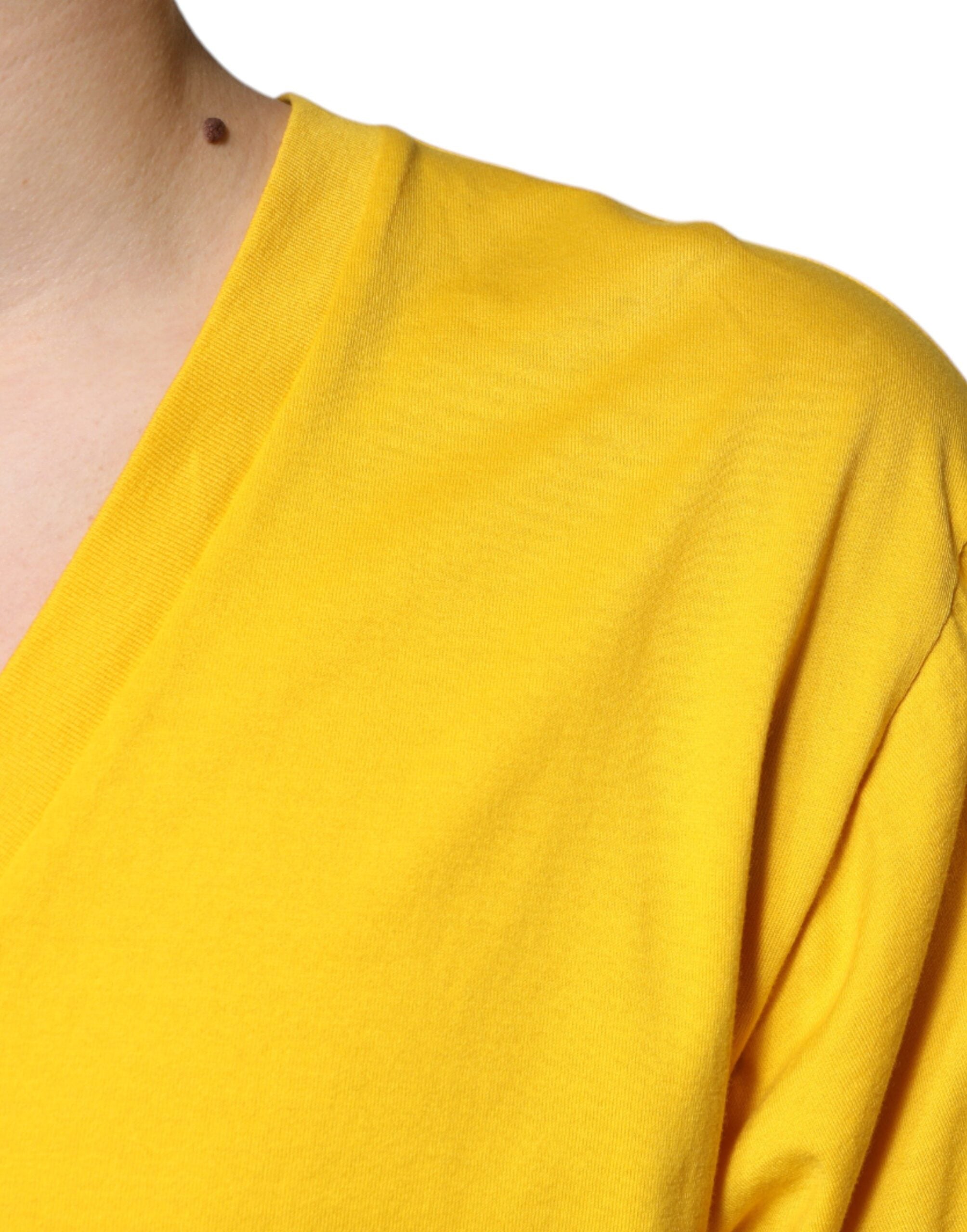 Dolce &amp;amp; Gabbana Gul Bomulls-T-shirt Med V-Ringning Och Korta Ärmar