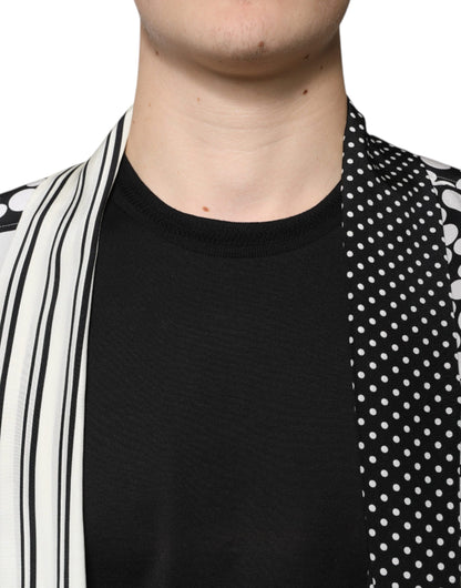 Dolce &amp;amp; Gabbana Svart Vit Prickig Sidenskjorta Herr Casual