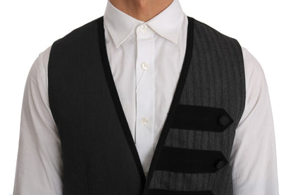 Dolce &amp;amp; Gabbana Grå Ullmönstrad Slim Väst