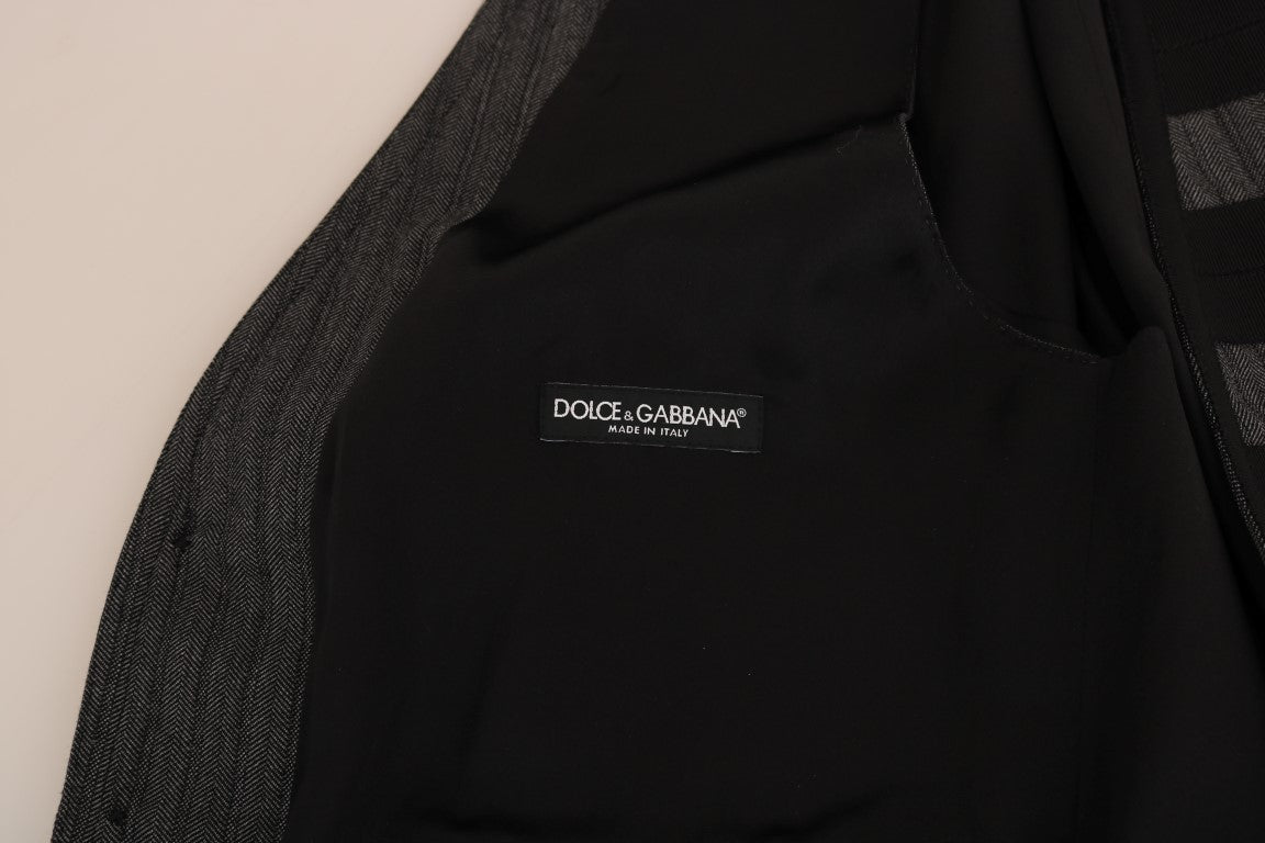 Dolce &amp;amp; Gabbana Grå Ullmönstrad Slim Väst