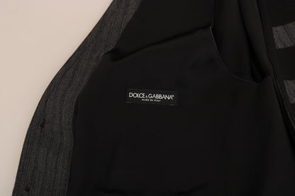 Dolce &amp;amp; Gabbana Grå Ullmönstrad Slim Väst