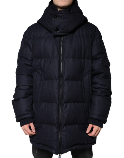 Dolce &amp;amp; Gabbana Svart Nylon Hooded Puffer Herrkappa
