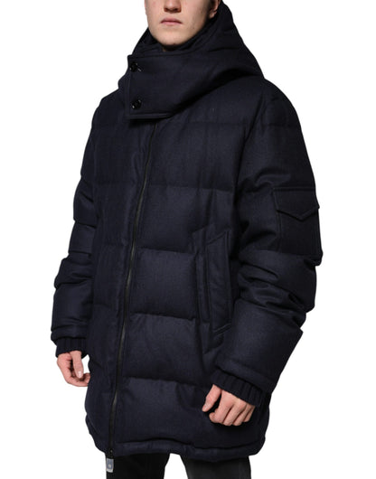 Dolce &amp;amp; Gabbana Svart Nylon Hooded Puffer Herrkappa
