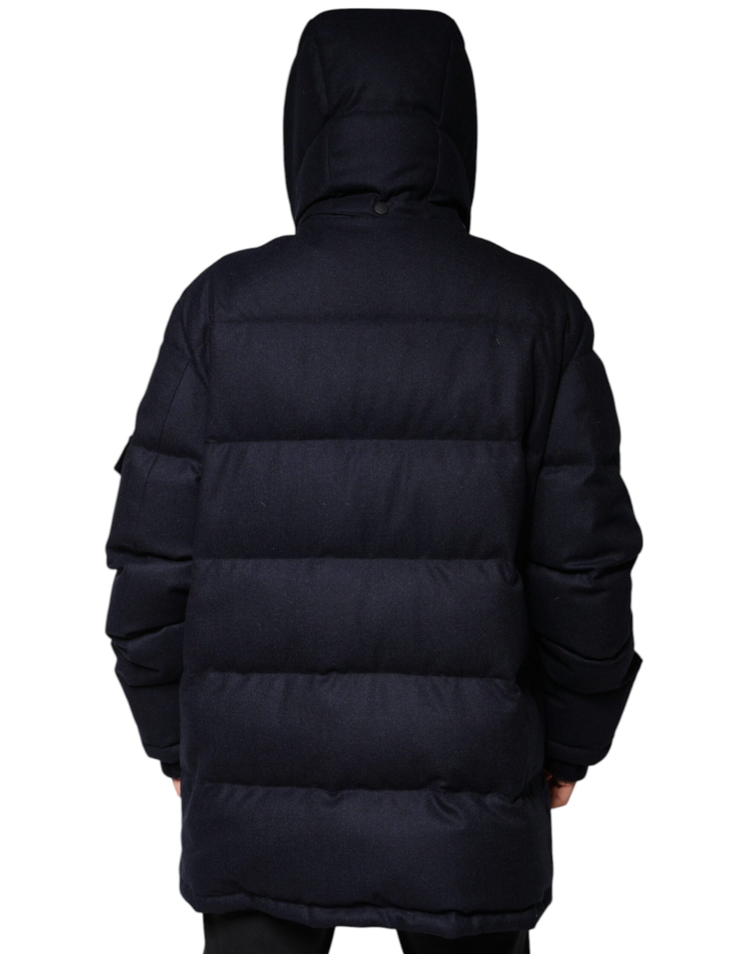 Dolce &amp;amp; Gabbana Svart Nylon Hooded Puffer Herrkappa