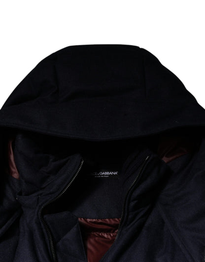 Dolce &amp;amp; Gabbana Svart Nylon Hooded Puffer Herrkappa