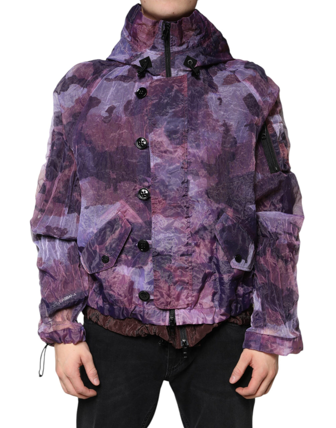 Dolce &amp;amp; Gabbana Lila Kamouflage Hooded Herr Blousonjacka
