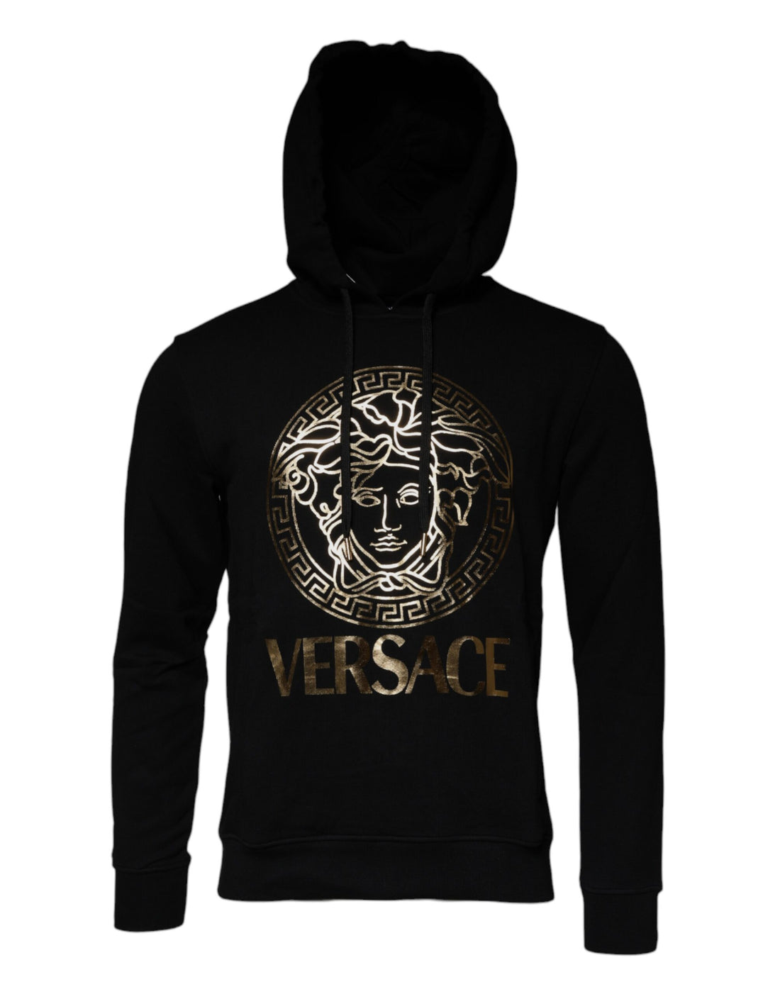 Versace Svart Medusa Bomull Hoodie Pull Sweatshirt Tröja