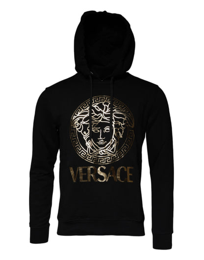 Versace Svart Medusa Bomull Hoodie Pull Sweatshirt Tröja