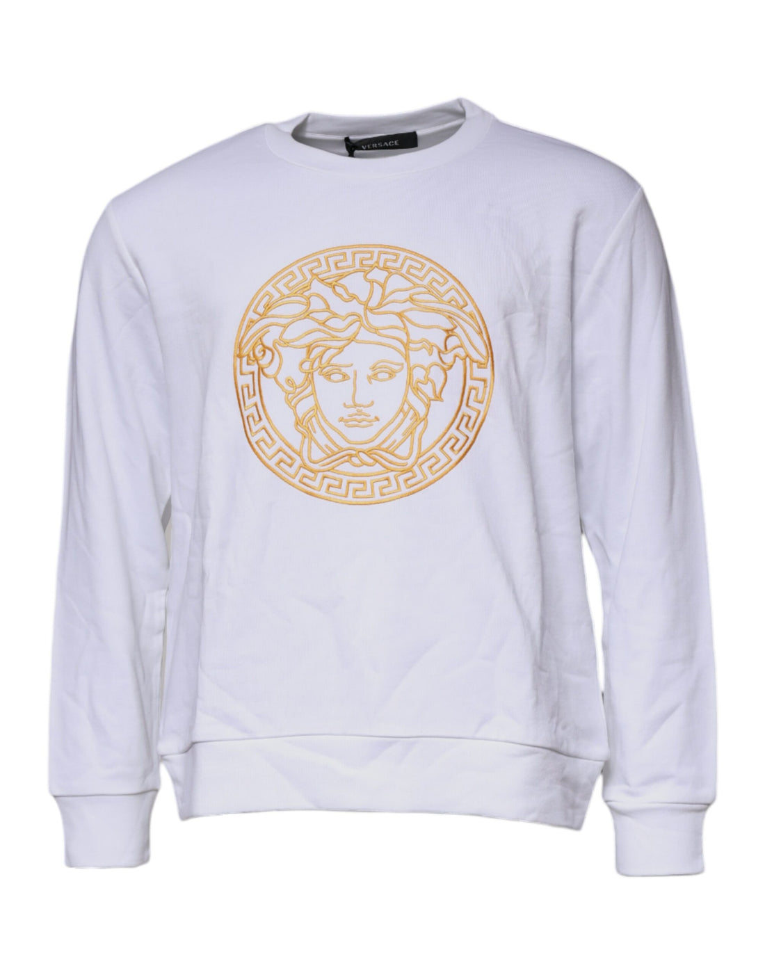 Versace Vit Medusa Broderad Rund Halsad Tröja
