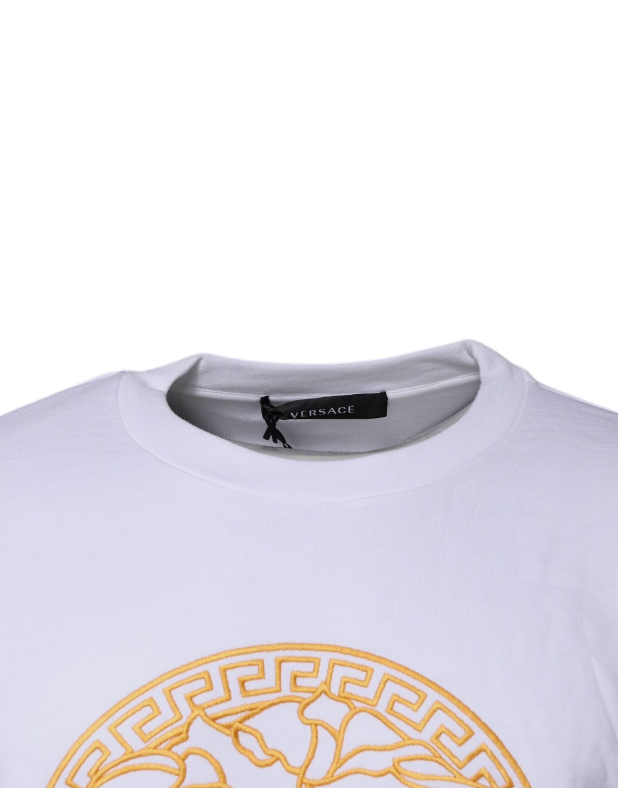Versace Vit Medusa Broderad Rund Halsad Tröja