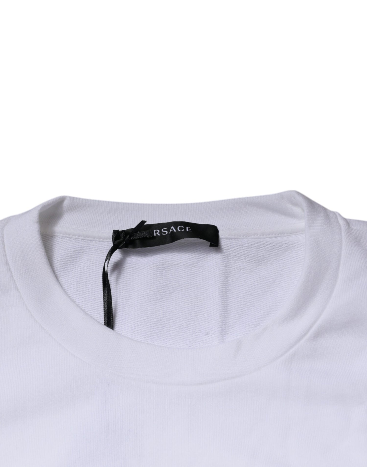 Versace Vit Medusa Broderad Rund Halsad Tröja
