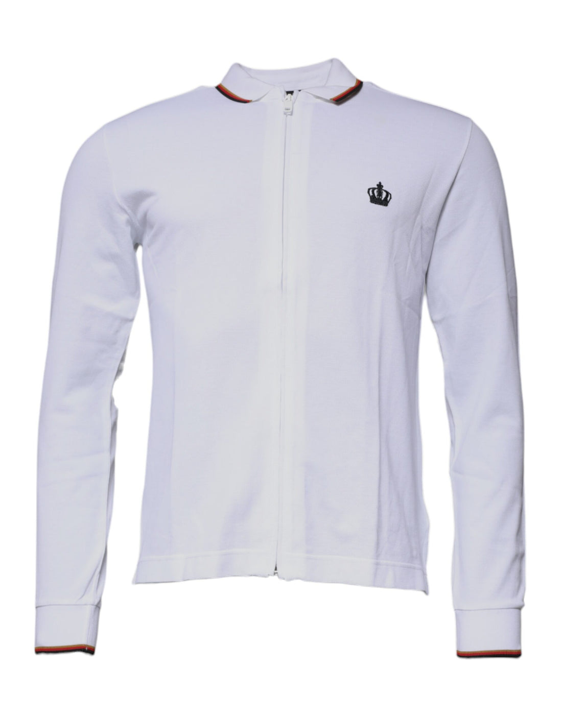 Dolce &amp;amp; Gabbana Vit Krona Herr Hel Dragkedja Sweatshirt Tröja