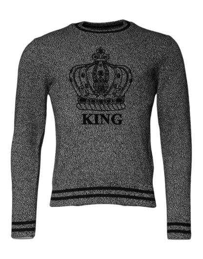 Dolce &amp;amp; Gabbana Grå Crown King Cashmere Pullover-tröja