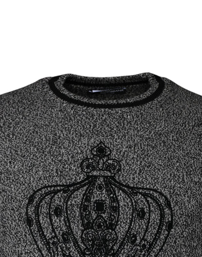 Dolce &amp;amp; Gabbana Grå Crown King Cashmere Pullover-tröja