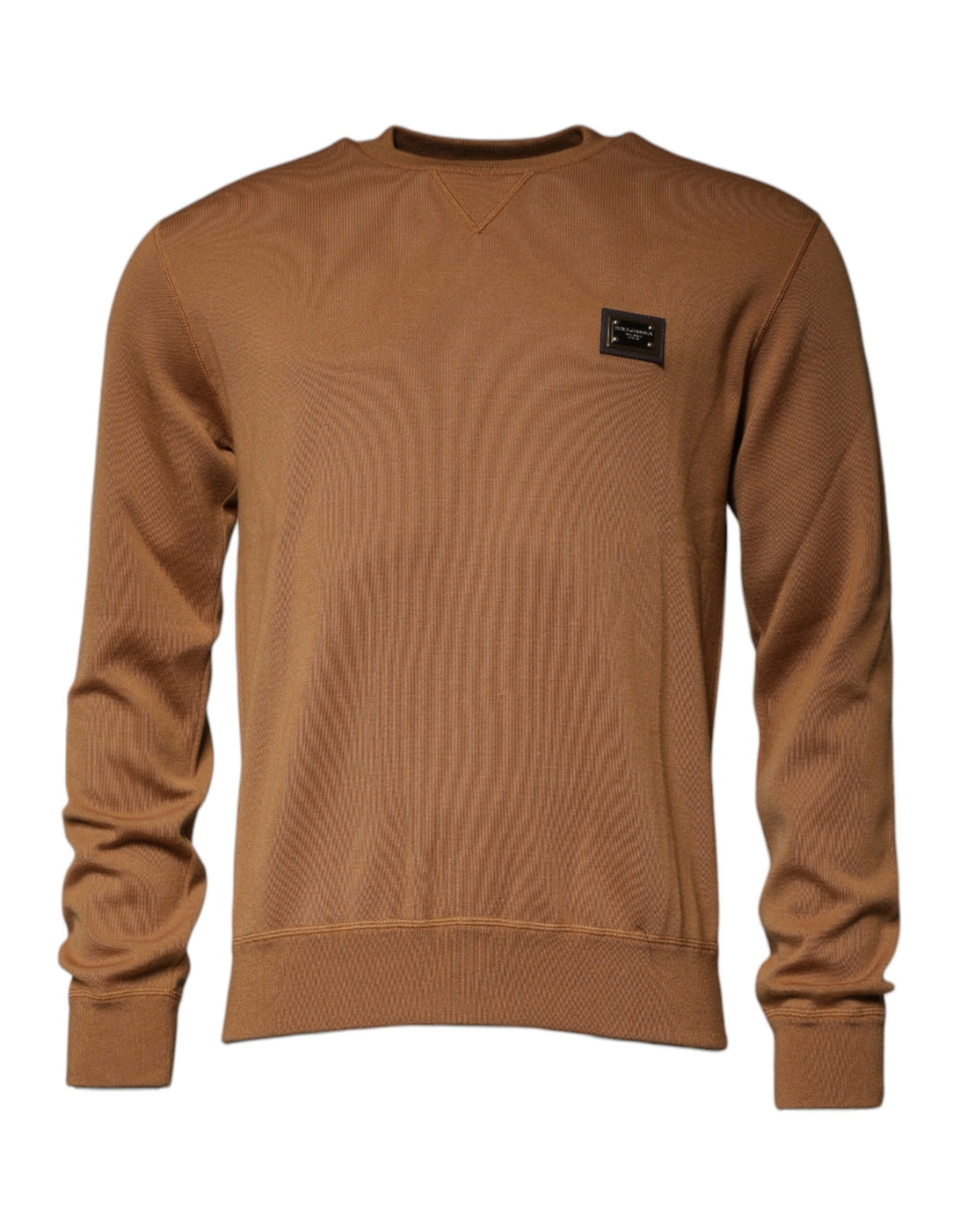 Dolce &amp;amp; Gabbana Brun Logotypplack Rundringad Pullovertröja