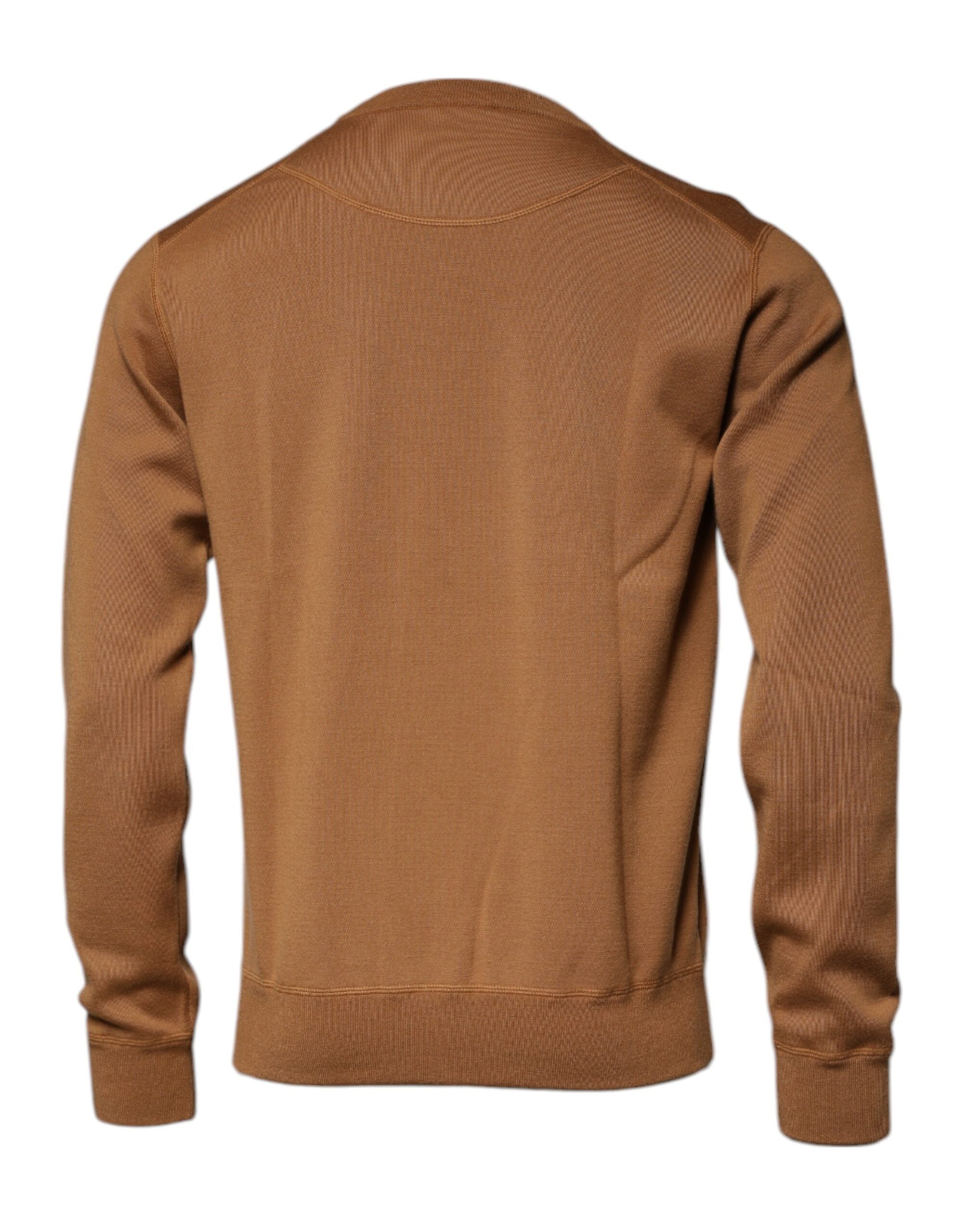 Dolce &amp;amp; Gabbana Brun Logotypplack Rundringad Pullovertröja