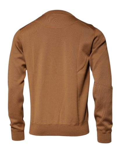 Dolce &amp;amp; Gabbana Brun Logotypplack Rundringad Pullovertröja