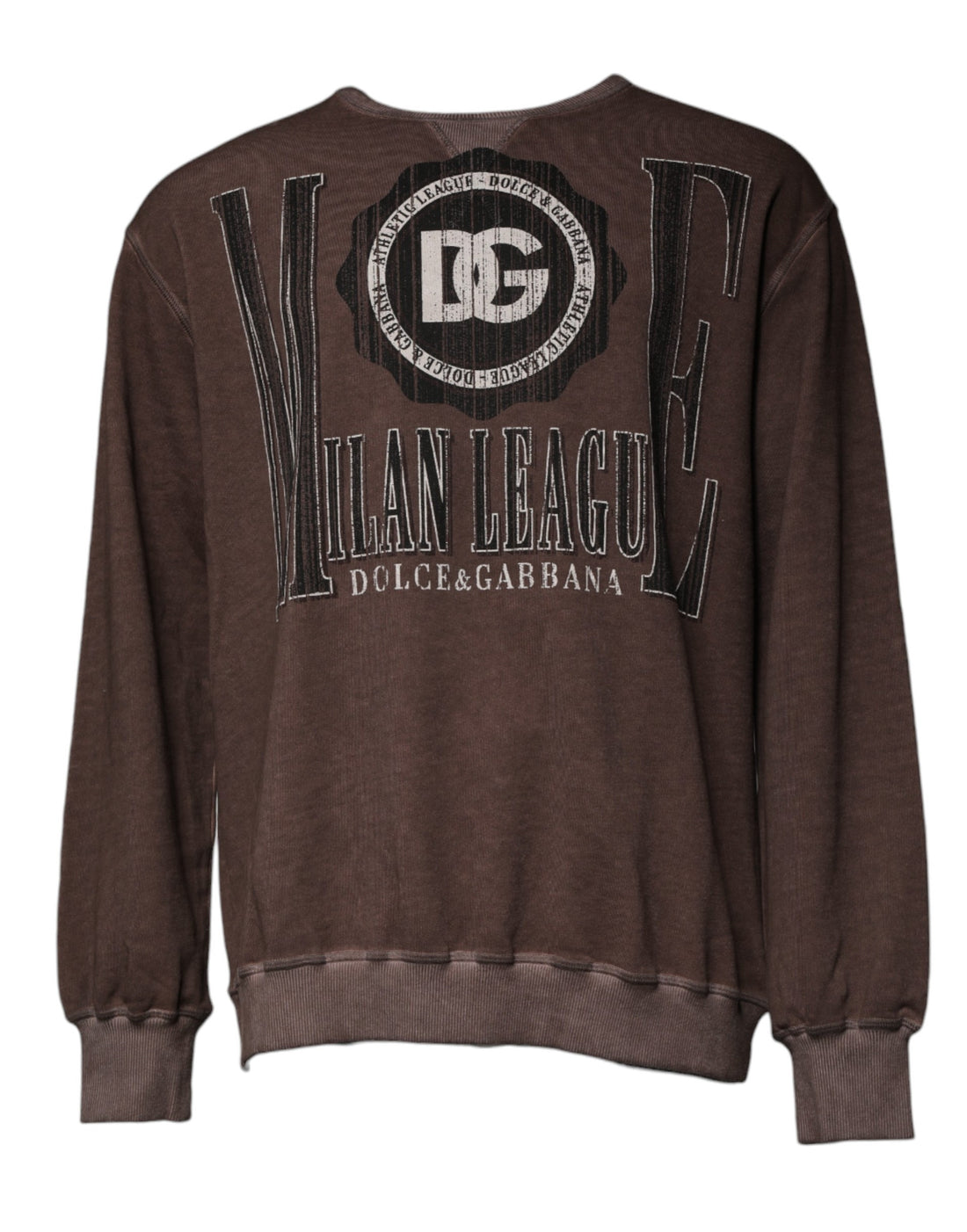 Dolce &amp;amp; Gabbana Brun Logotyptryck Rund Halsad Pullovertröja