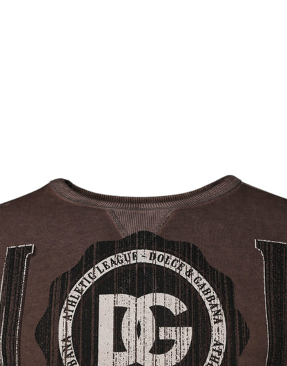 Dolce &amp;amp; Gabbana Brun Logotyptryck Rund Halsad Pullovertröja