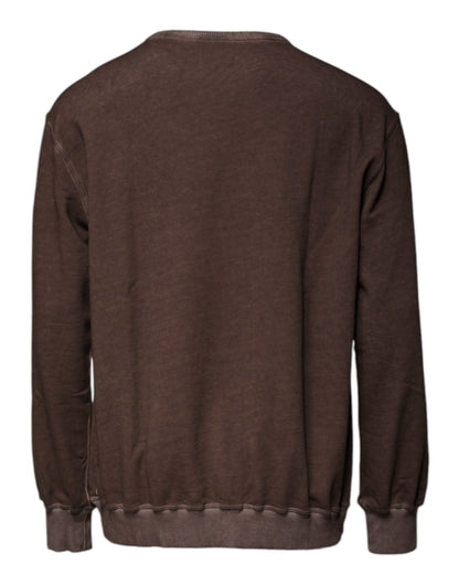 Dolce &amp;amp; Gabbana Brun Logotyptryck Rund Halsad Pullovertröja