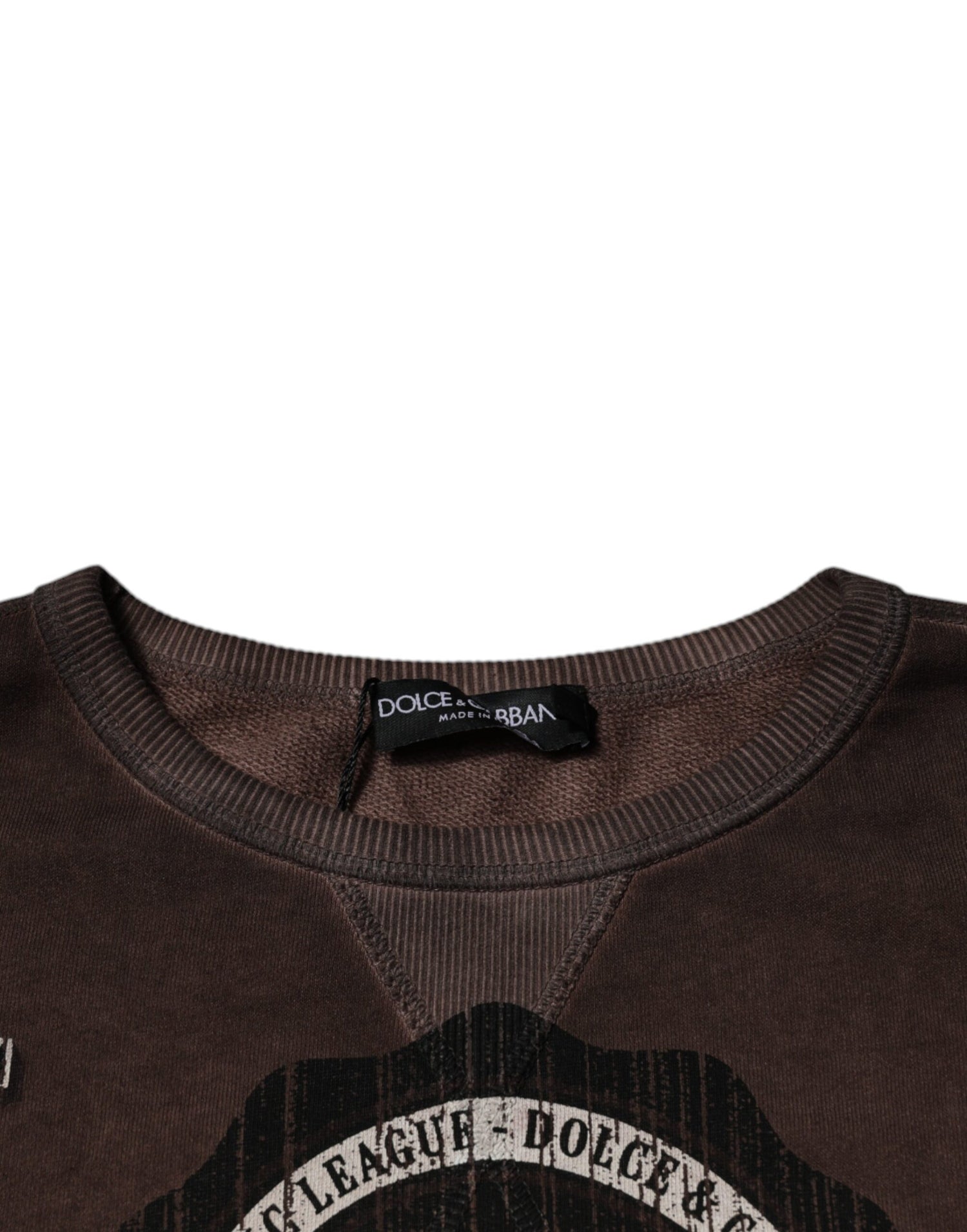 Dolce &amp;amp; Gabbana Brun Logotyptryck Rund Halsad Pullovertröja