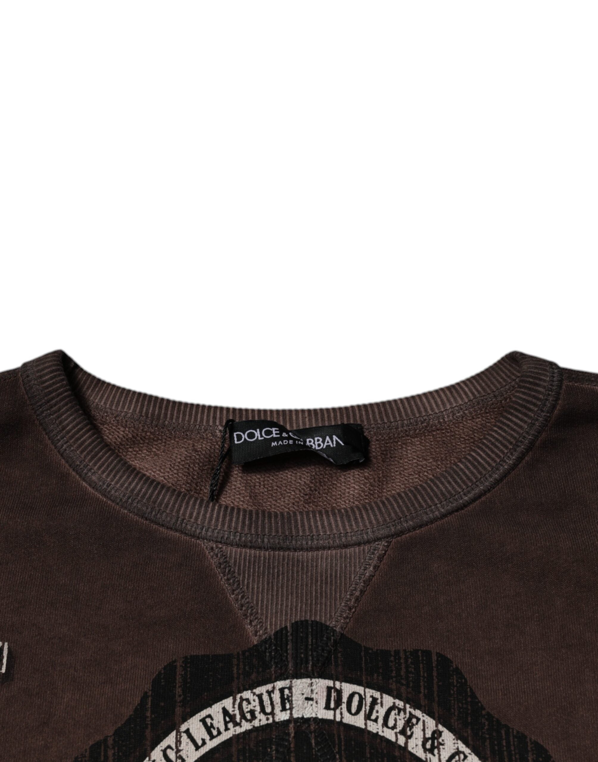Dolce &amp;amp; Gabbana Brun Logotyptryck Rund Halsad Pullovertröja