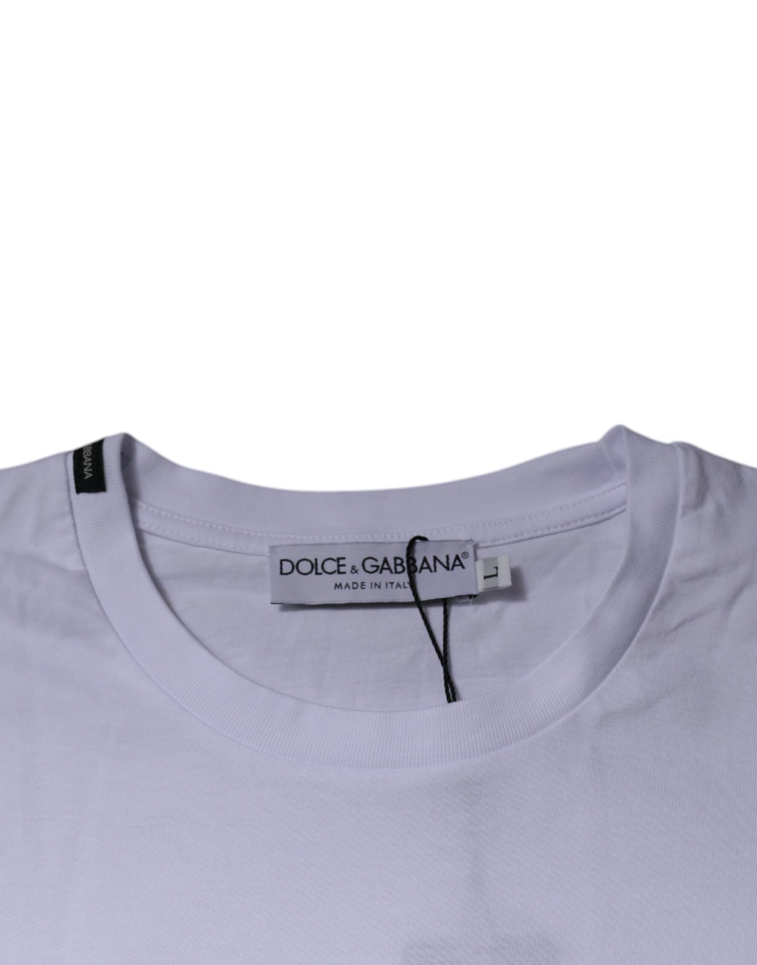 Dolce &amp;amp; Gabbana Vitröd Leopardfärgad Bomulls-T-shirt med Rund Halsringning