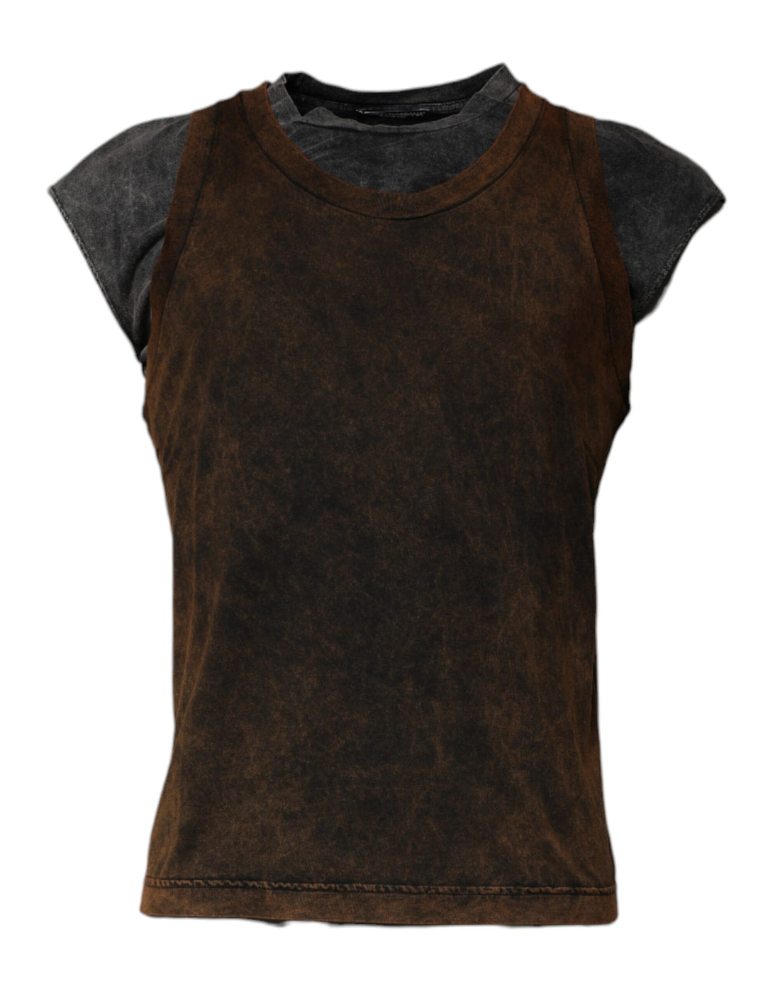 Dolce &amp;amp; Gabbana Brun Bomull Rundhalsad Ärmlös T-shirt
