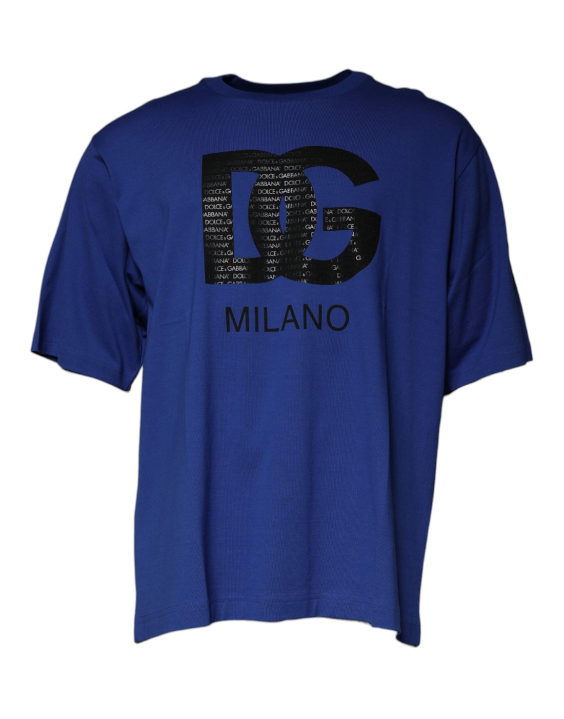 Dolce &amp;amp; Gabbana Blå Logotyptryck Bomull Herr T-shirt Rund Hals