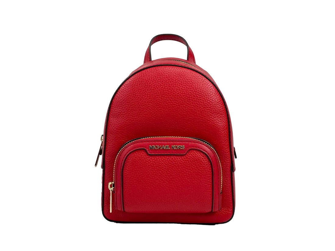 Michael Kors Jaycee Mini XS Läderryggsäck med Dragkedja och Fickor, Röd