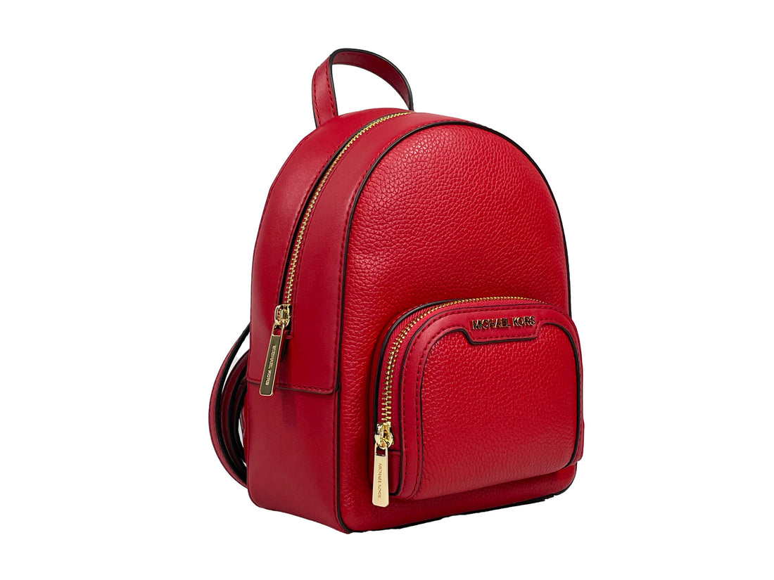 Michael Kors Jaycee Mini XS Läderryggsäck med Dragkedja och Fickor, Röd