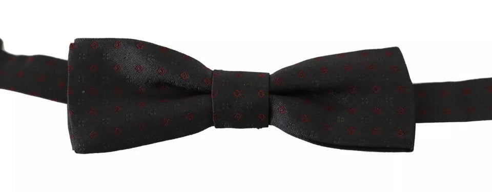 Dolce &amp;amp; Gabbana Grå Prickig Sidenfluga med Justerbar Halsringning