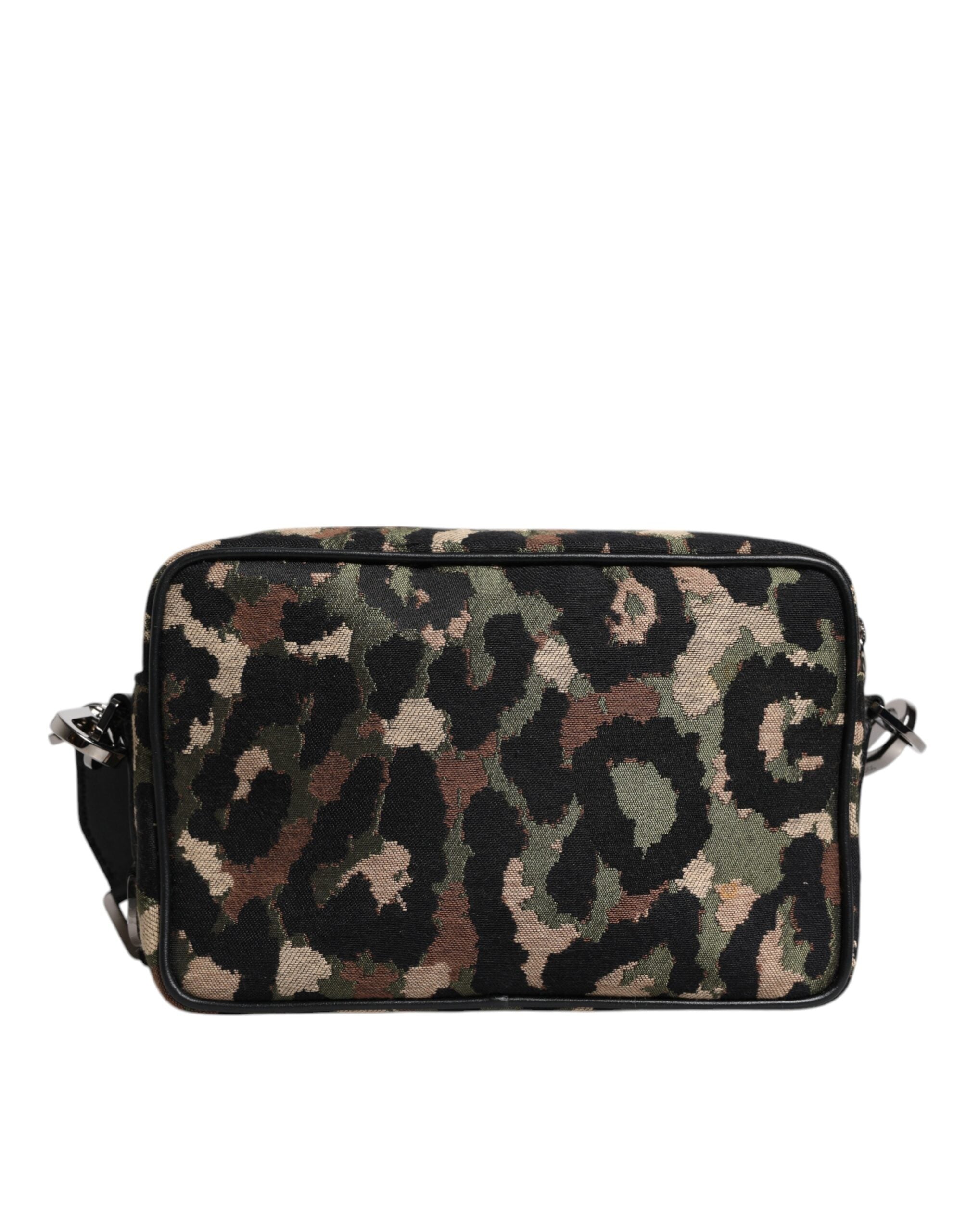 Dolce &amp;amp; Gabbana flerfärgad leopardfärgad jacquard axelväska med DG-logotyp
