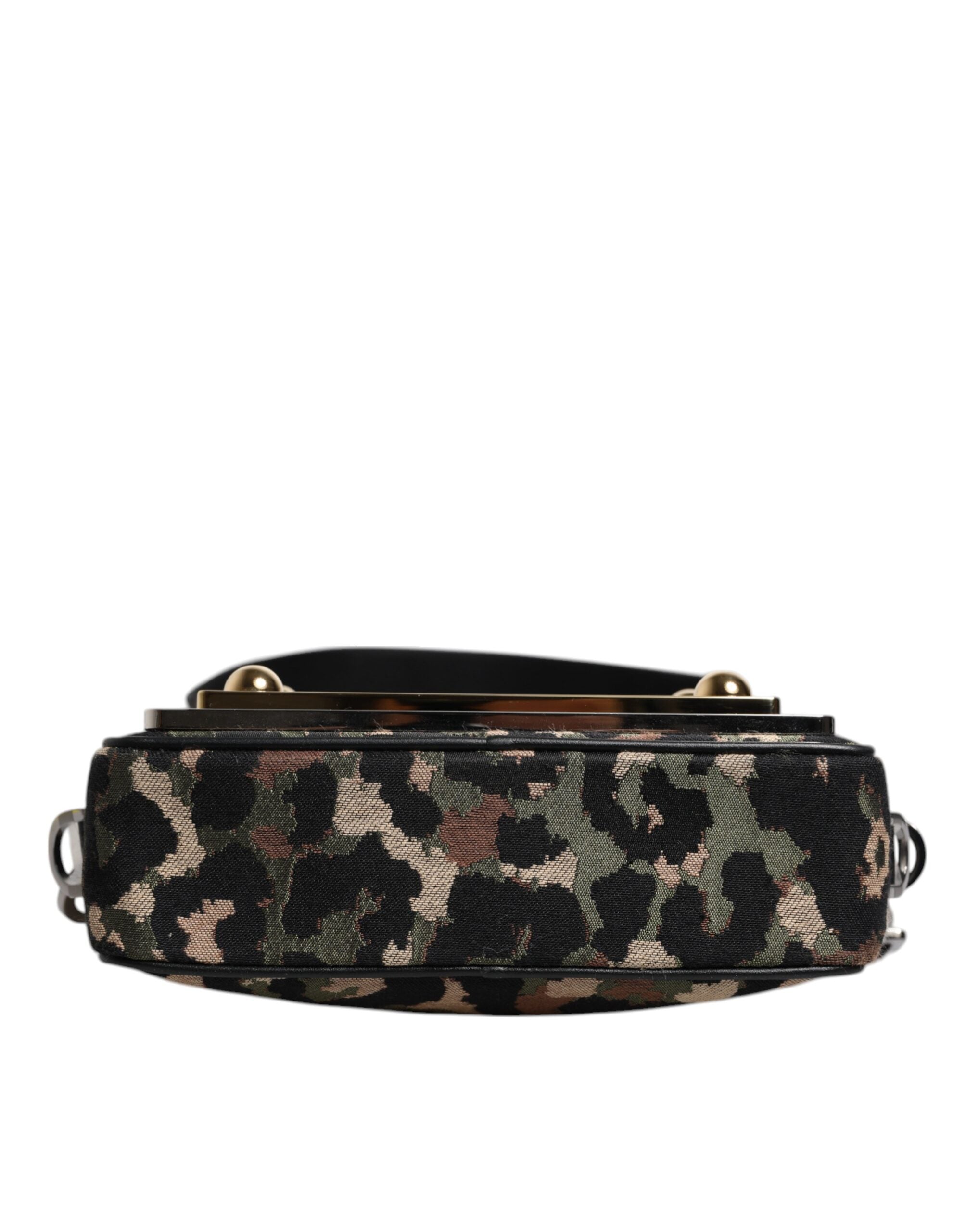 Dolce &amp;amp; Gabbana flerfärgad leopardfärgad jacquard axelväska med DG-logotyp