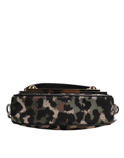 Dolce &amp;amp; Gabbana flerfärgad leopardfärgad jacquard axelväska med DG-logotyp