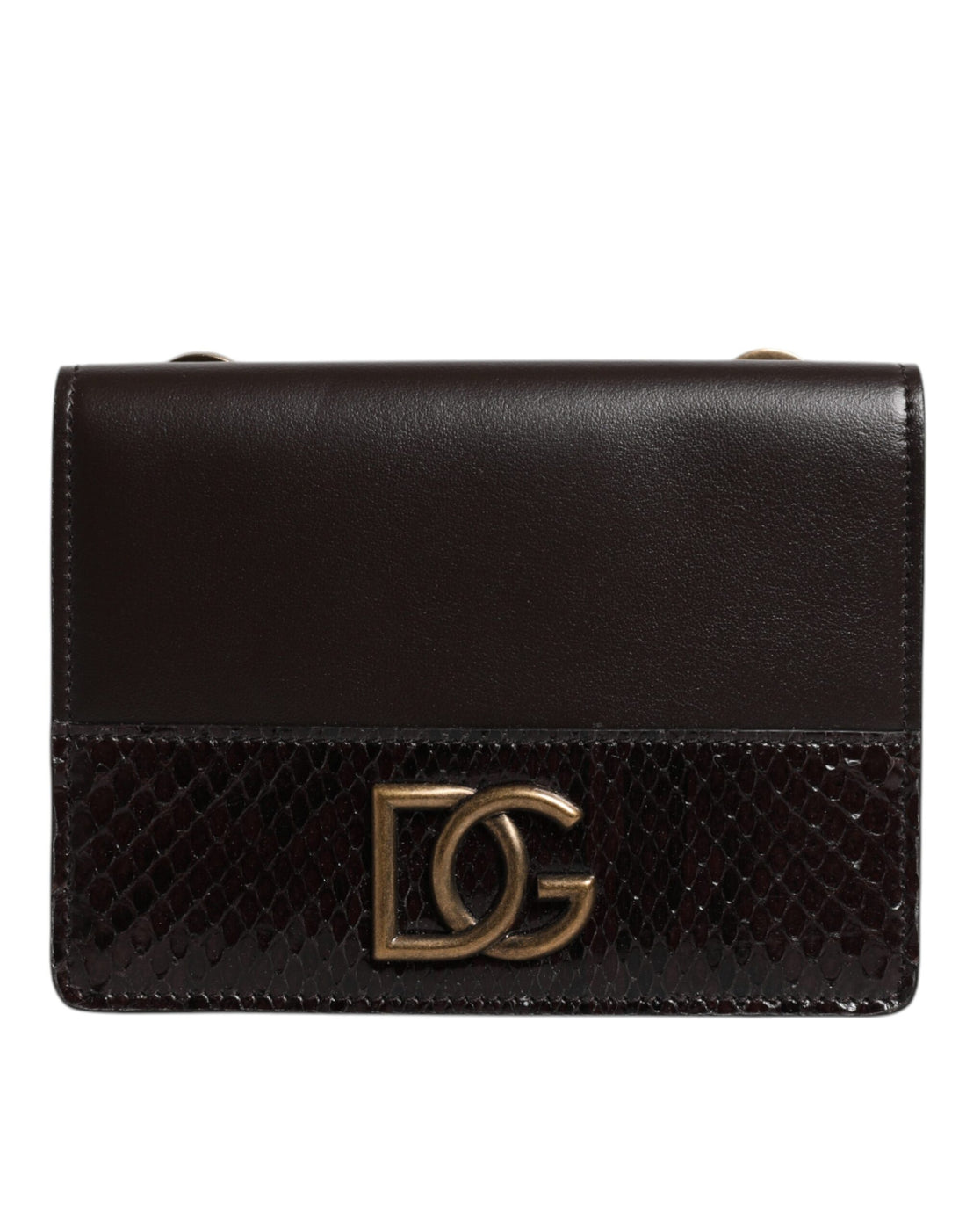 Dolce &amp;amp; Gabbana Brun Läderplånbok med DG-logotyp och Axelrem