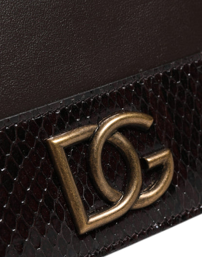 Dolce &amp;amp; Gabbana Brun Läderplånbok med DG-logotyp och Axelrem