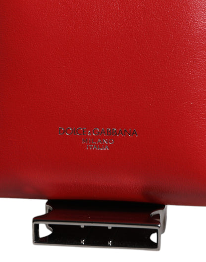 Dolce &amp;amp; Gabbana Röd Läderväska med Logotyp och Dragkedja, Korthållare, Bred Plånbok med Rem (Kopia)