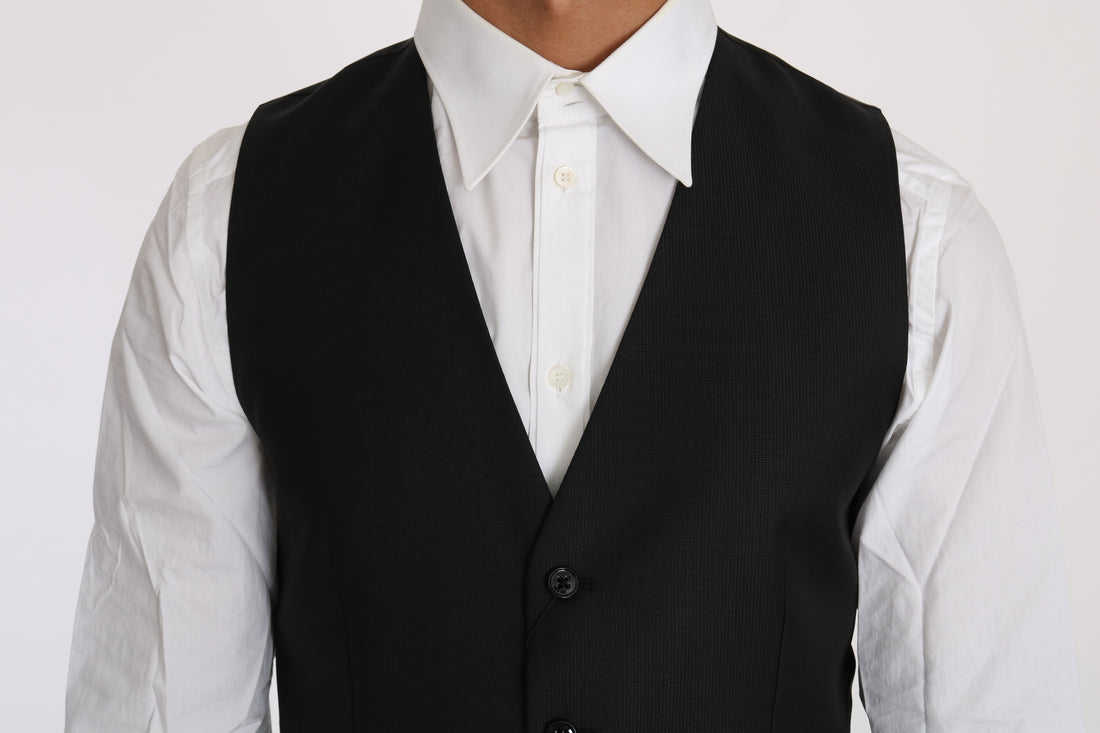 Dolce &amp;amp; Gabbana svart enfärgad ull-sidenväst