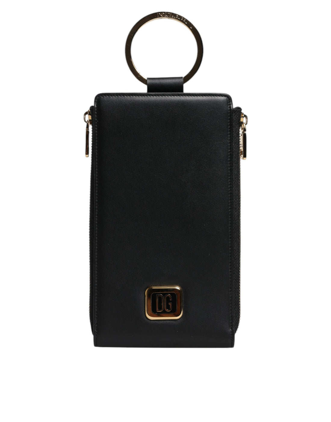 Dolce &amp;amp; Gabbana Svart Läder Logotypplack Halsrem Kort Myntplånbok