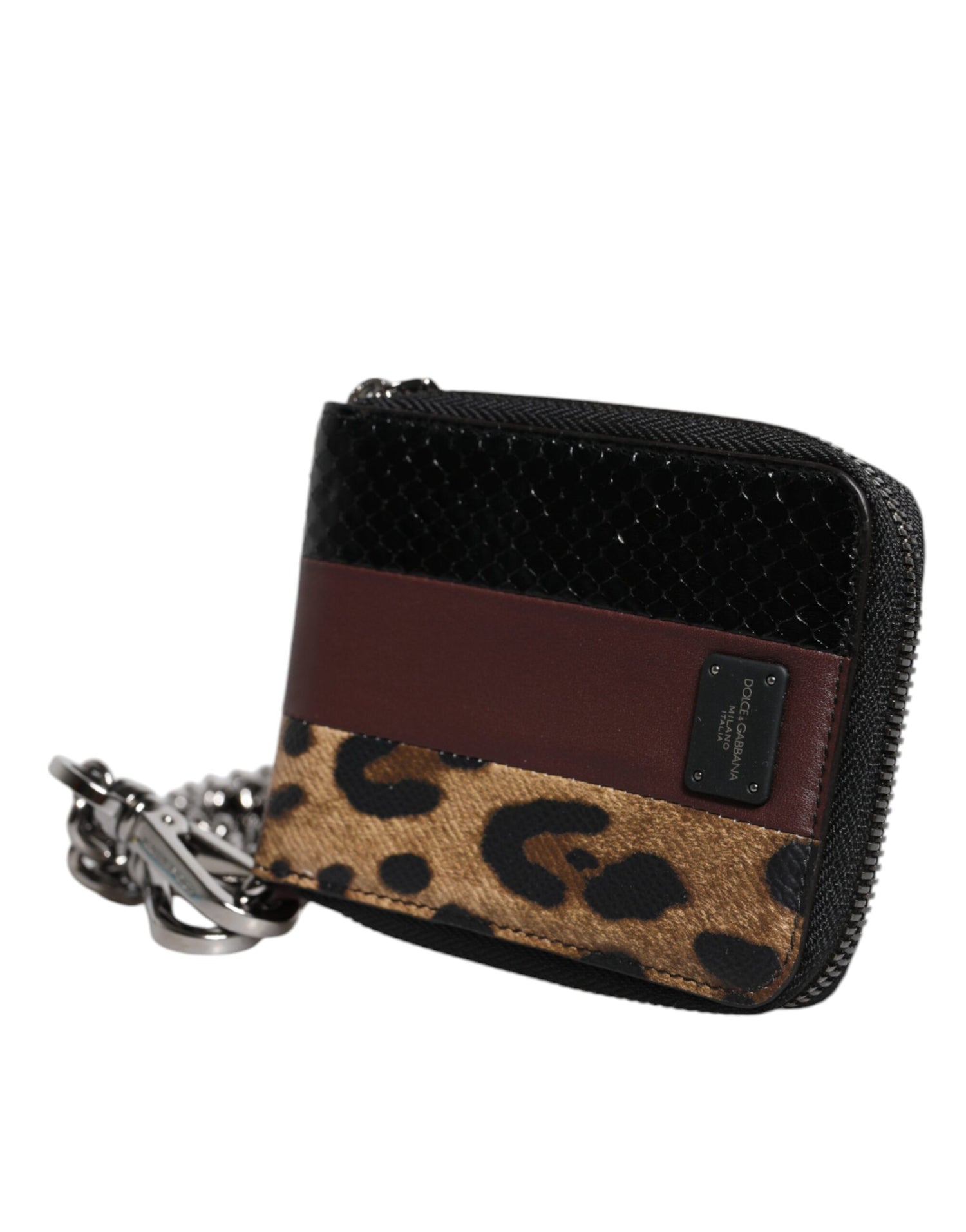 Dolce &amp;amp; Gabbana Flerfärgad Leopard Läder DG Bifold Korthållare Plånbok