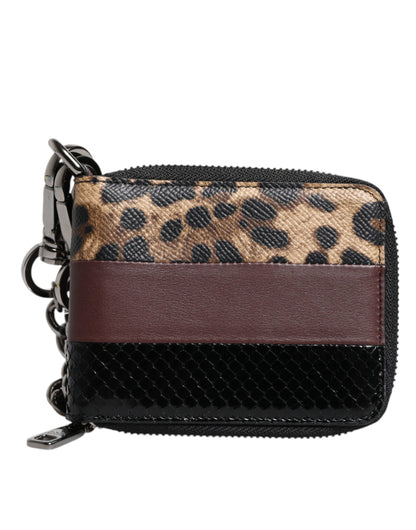 Dolce &amp;amp; Gabbana Flerfärgad Leopard Läder DG Bifold Korthållare Plånbok
