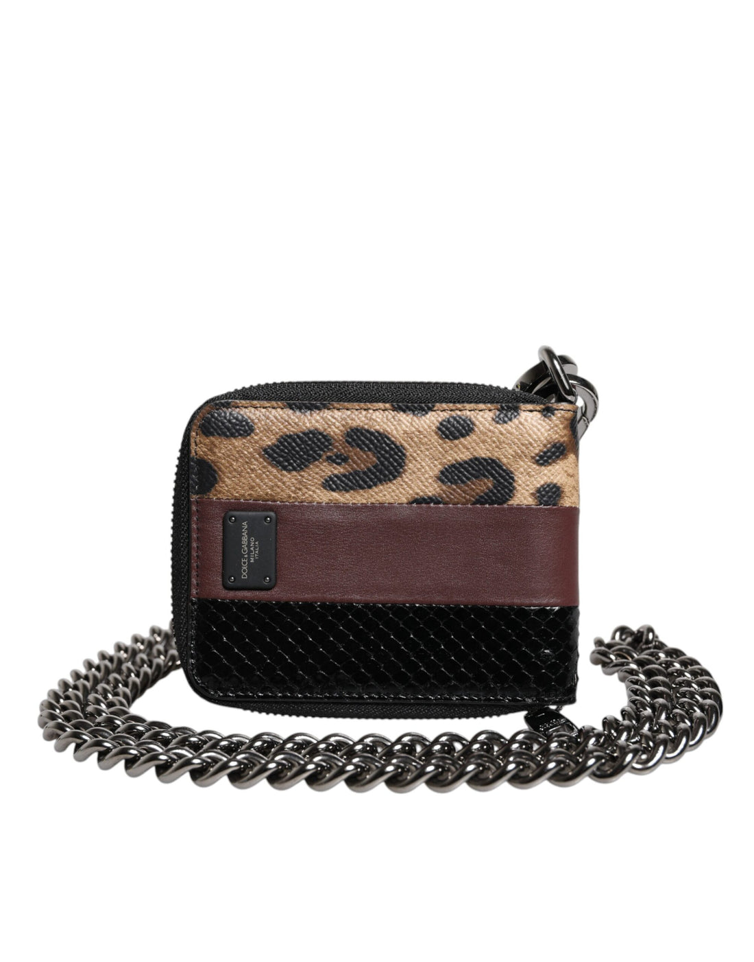 Dolce &amp;amp; Gabbana Flerfärgad Leopard Läder DG Bifold Korthållare Plånbok