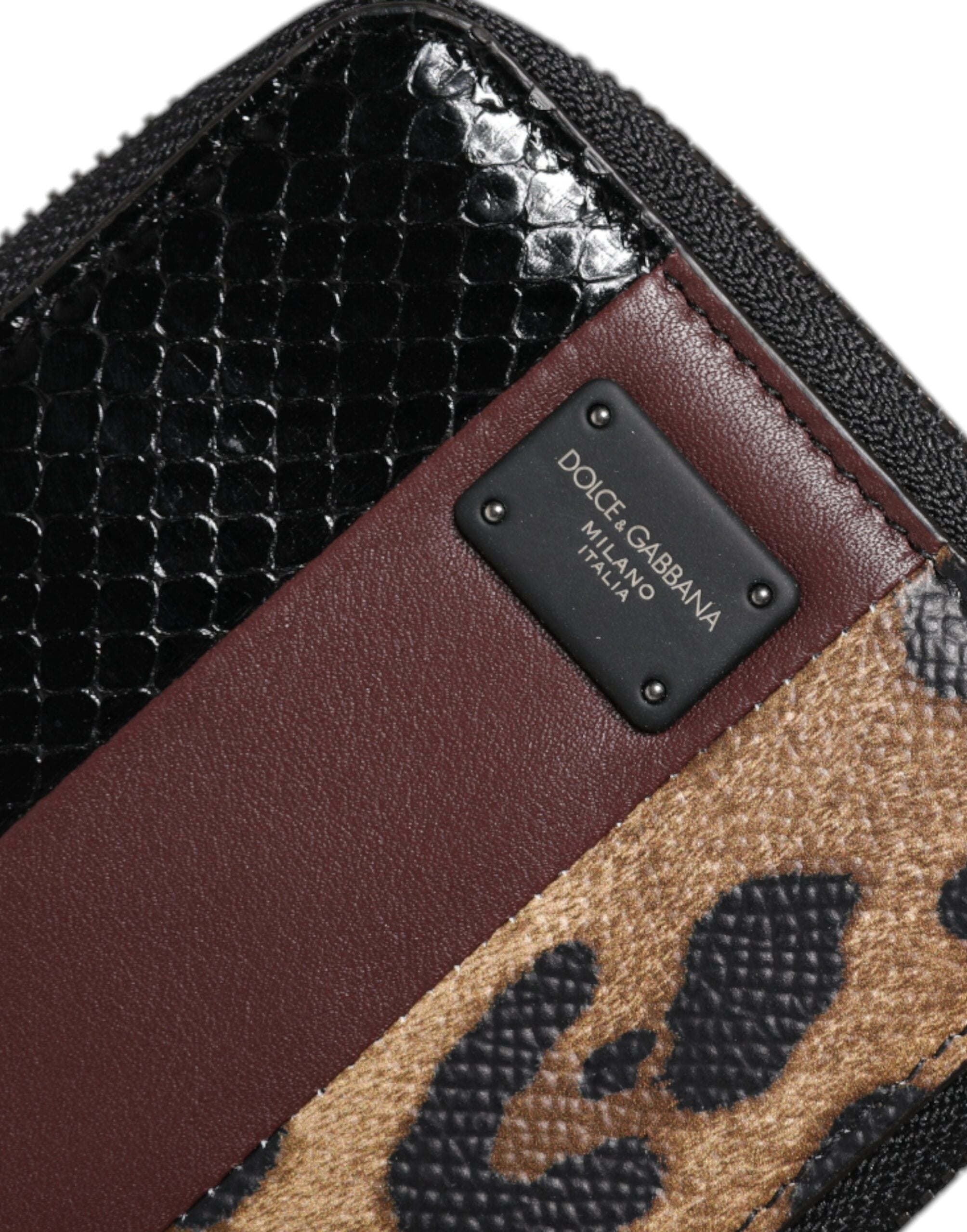 Dolce &amp;amp; Gabbana Flerfärgad Leopard Läder DG Bifold Korthållare Plånbok