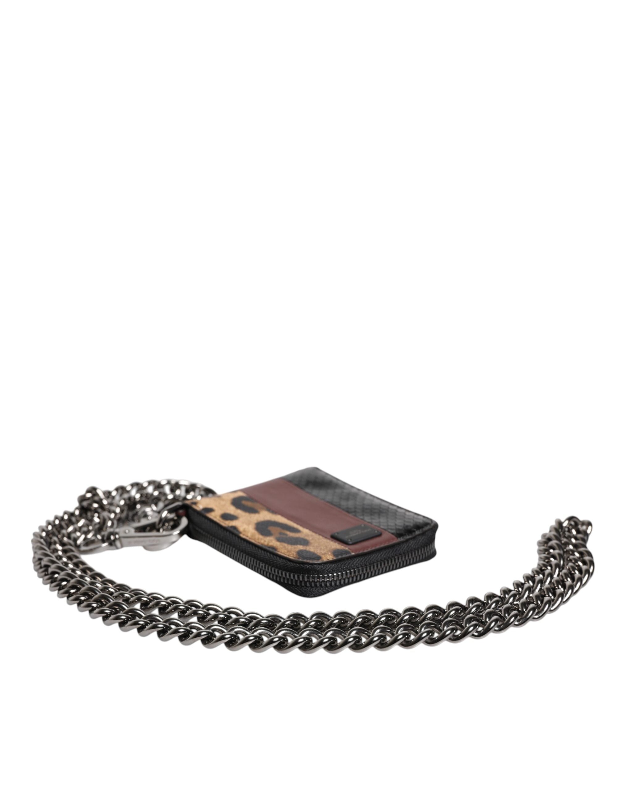 Dolce &amp;amp; Gabbana Flerfärgad Leopard Läder DG Bifold Korthållare Plånbok