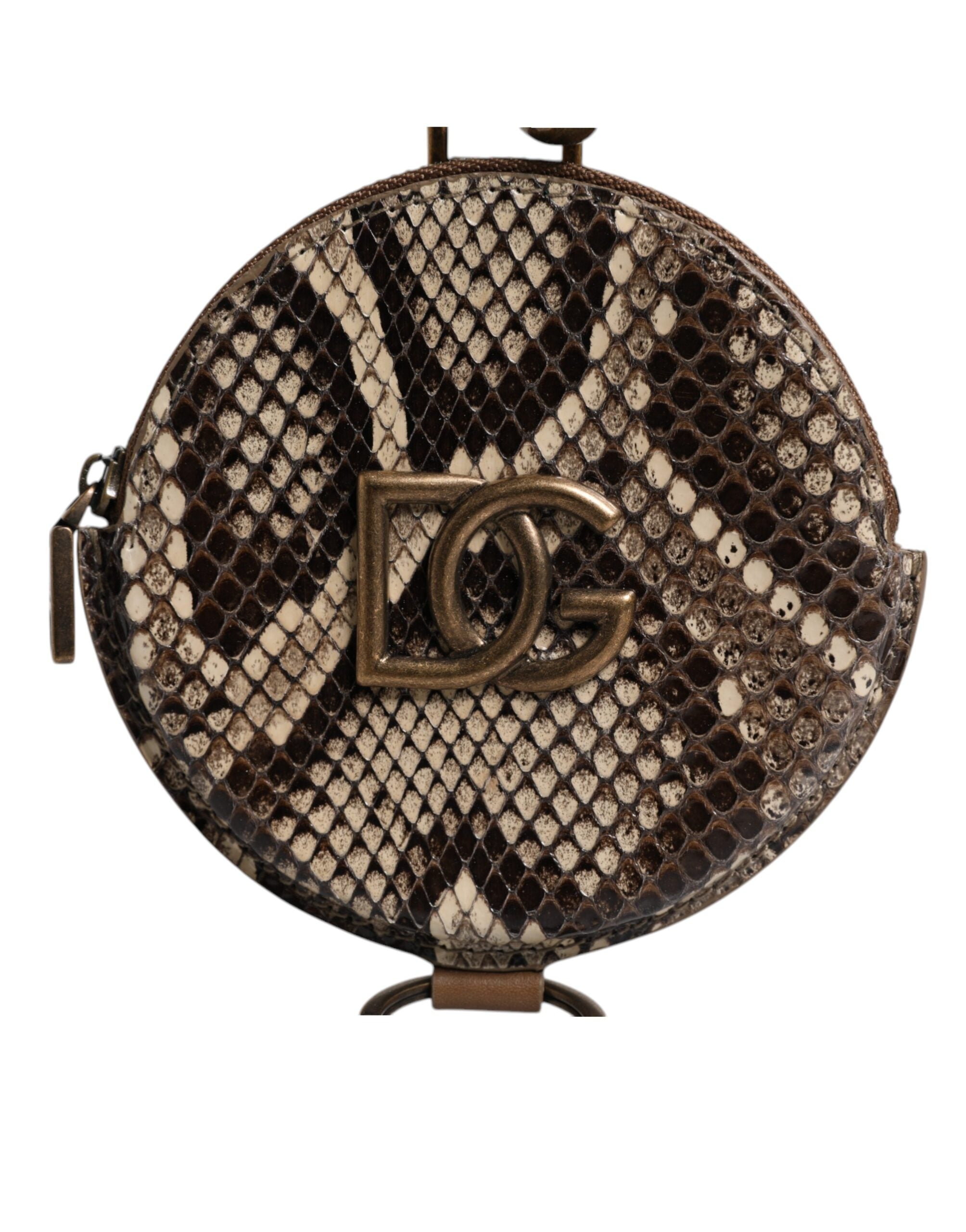 Dolce &amp;amp; Gabbana Brun Rund Läderväska med DG-Logotyp och Snodd