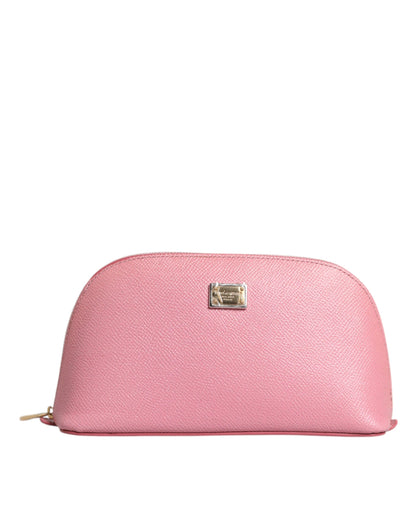 Dolce &amp;amp; Gabbana Rosa Läderväska med DG-Logotyp och Dragkedja Runt Handväska
